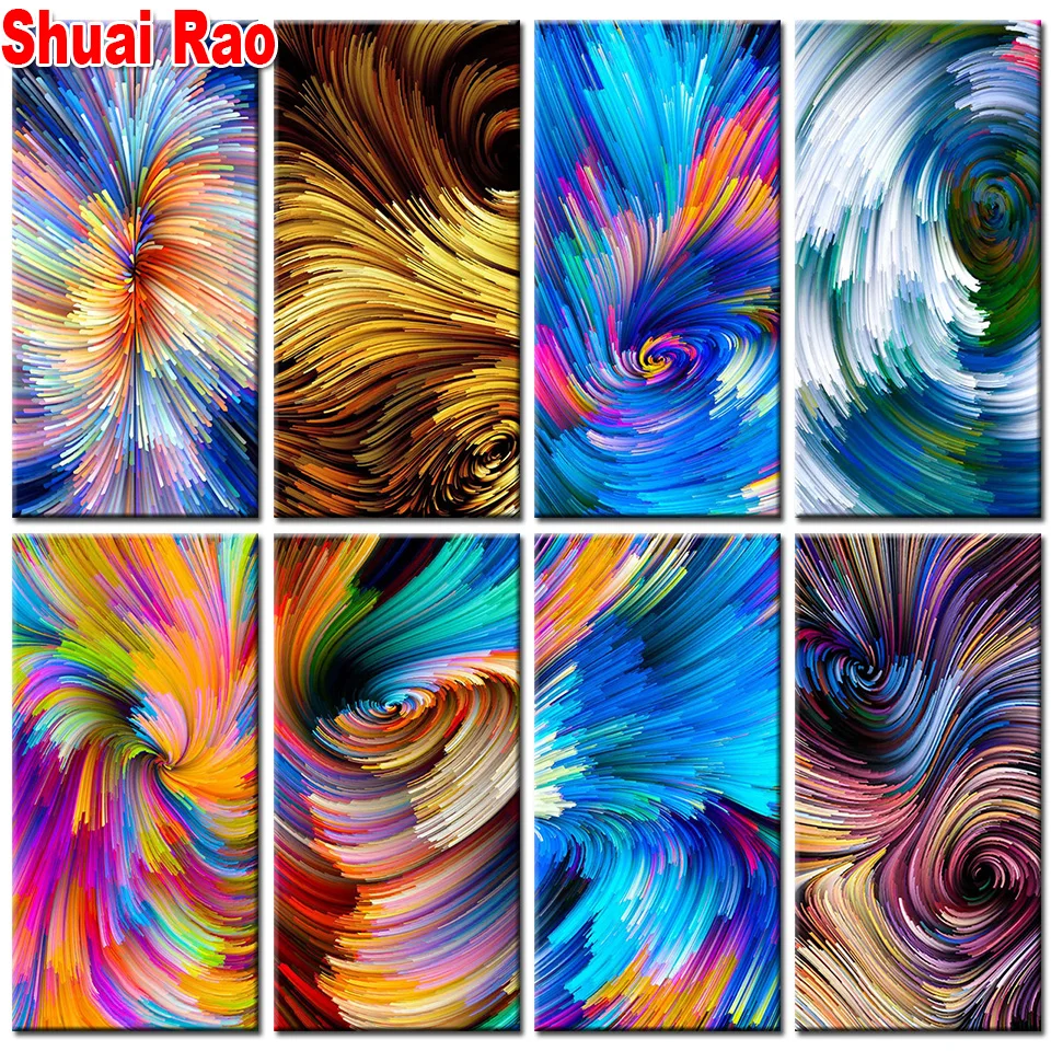 5D DIY Diamond Painting Kit Abstract Lines Colorful Gorgeous Pictures Of Rhinestones Diamond Embroidery Cross Stitch Mosaic Sale