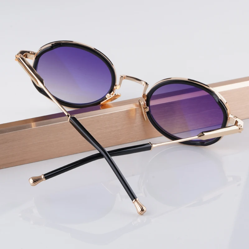 

Fashion Style Luxury Design Sunglasses Oval Metal Top UV400 Optical Glasses with Case Quality High Street Original Brand Trendy