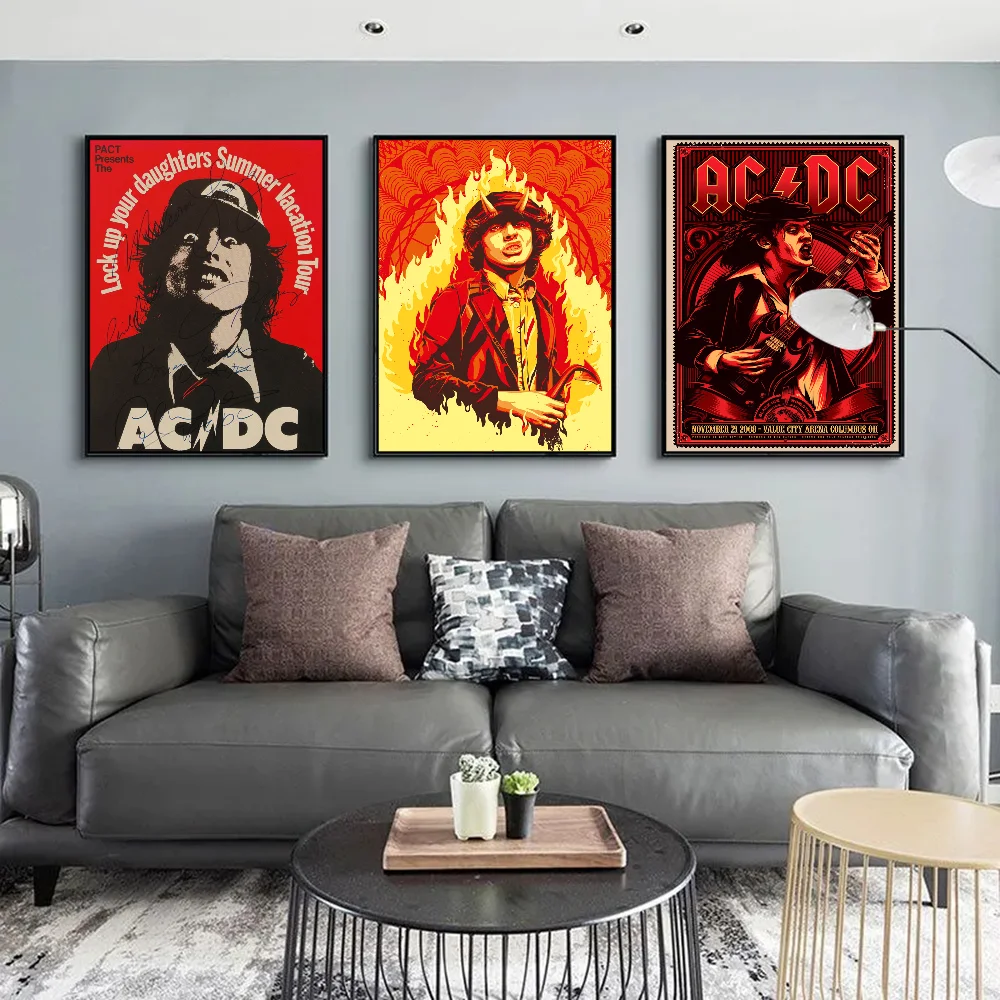 Rock Singer A-AC D-DC Band Classic Vintage Posters Decoracion Painting Wall Art White Kraft Paper Kawaii Room Decor