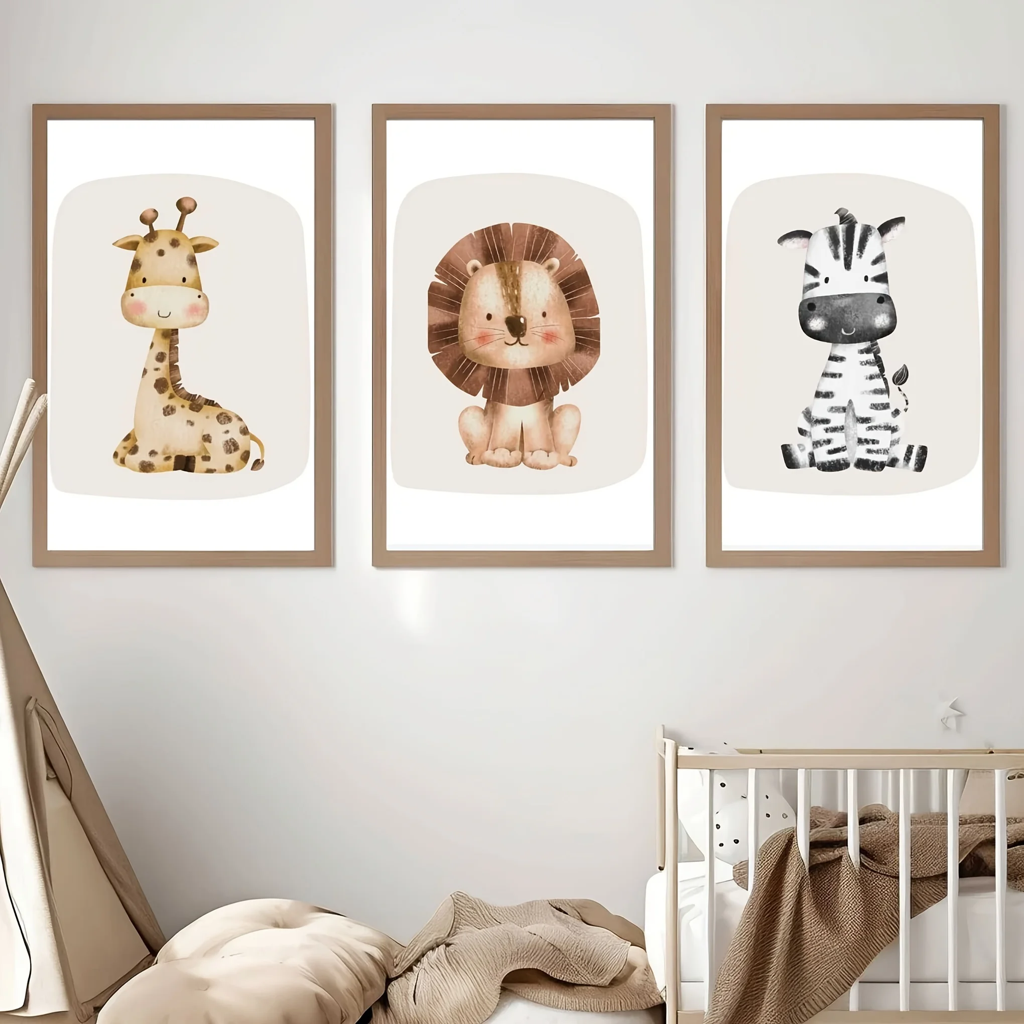 3 قطعة/المجموعة البوهيمي سفاري جدار ملصق فني الأسد البقرة الزرافة الحيوان قماش يطبع لغرفة المعيشة الحديثة غرفة نوم الحضانة ديكور المنزل