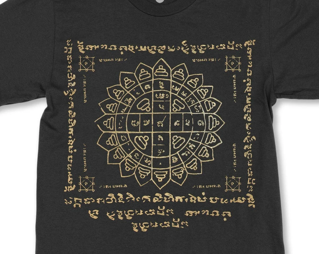 Thai Sak Yant Protección Sagrada Ramayana Khmer Yantra Mandala Divinidad Budista Yoga Poder Regalo Arte Gráfico Sagrado Camiseta Unisex