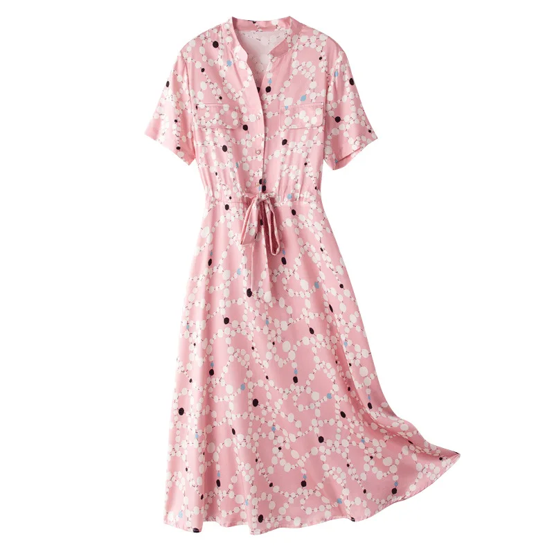 Robe rapinja en satin pour femme, taille couvertes, flatteuse, chemise, jupe, tempérament, nouveau, été, 9539, 2024