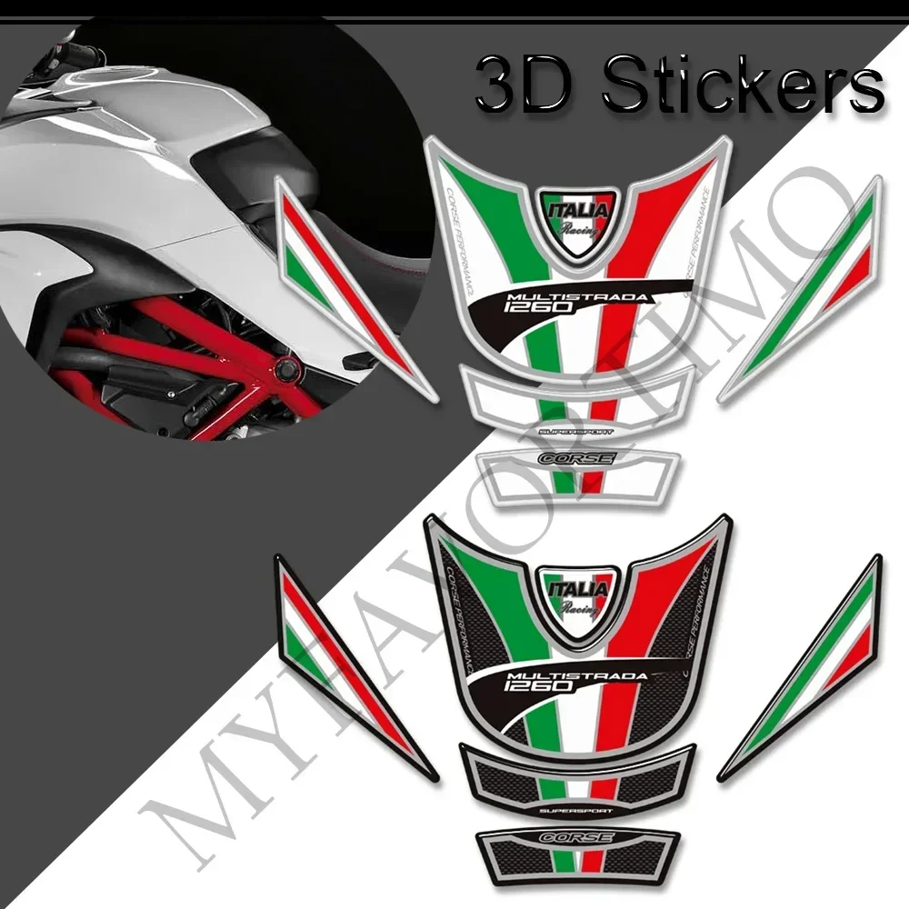 MULTISTRADA 1260S Fit Ducati bantalan tangki sepeda motor 3D stiker decal grip Kit minyak bahan bakar Gas pelindung lutut