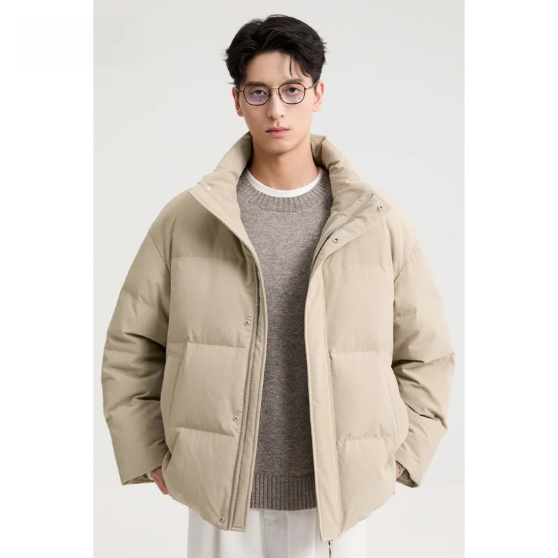 

Men's Short Puffer Jacket Stand Collar 90 down Outdoor Windproof Warmth Bread Style Casual Urban Wear Polyester Fiber