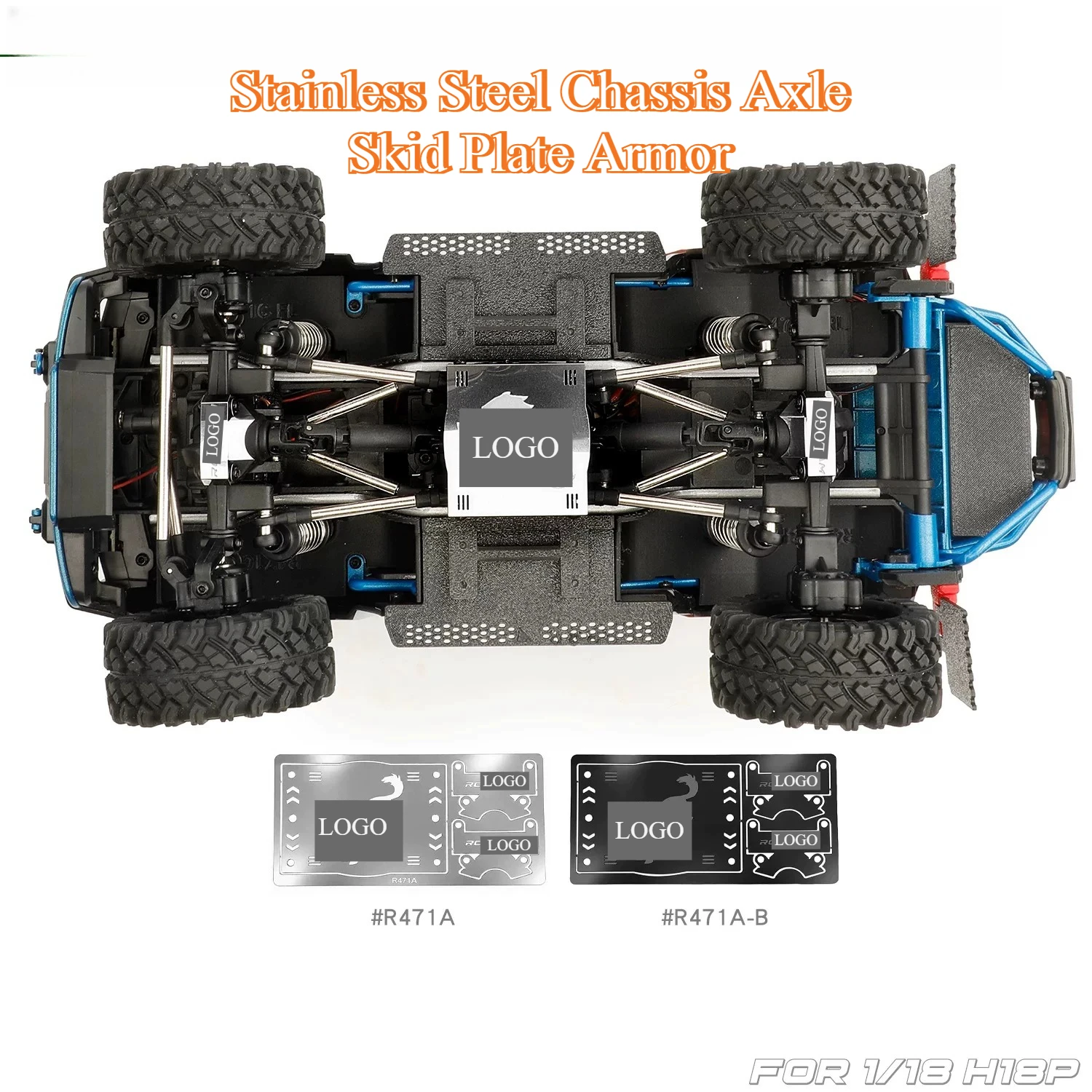 Stainless Steel Chassis Axle Skid Plate Armor Custom Color Upgrade Parts for 1/18 MJX H18P RC Crawler Protective Mod Accessories