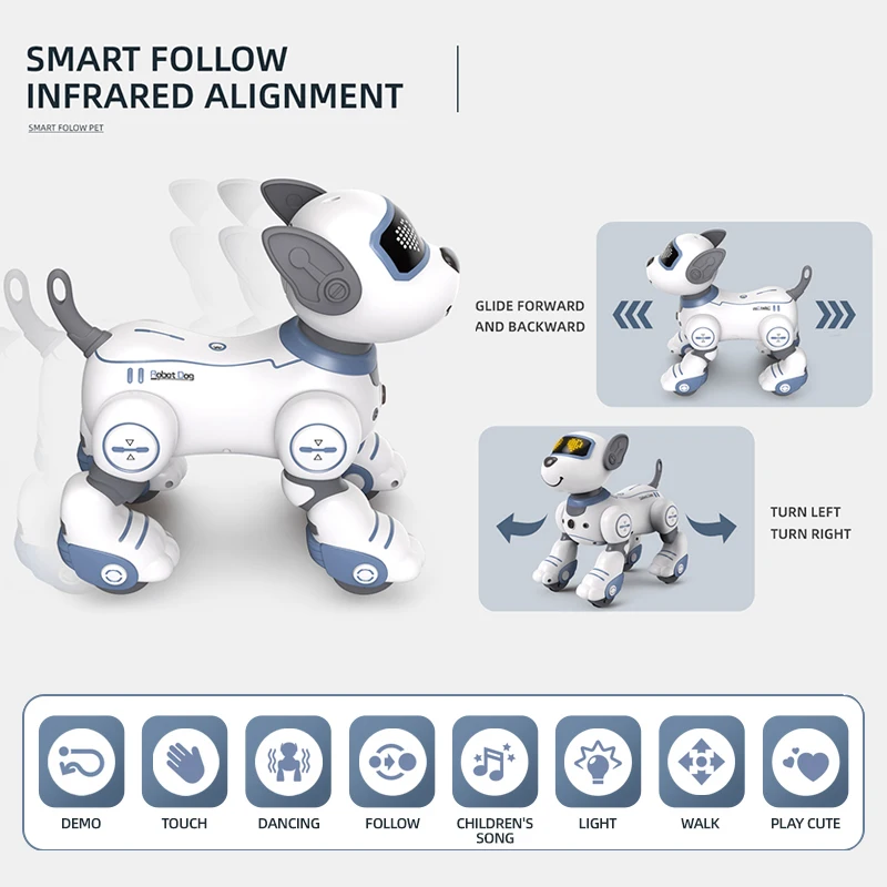 Emo RC Robot Electronic Dog Stunt Dog Voice Command Programmable Touch-sense Music Song Robot Dog for Children\'s Toys