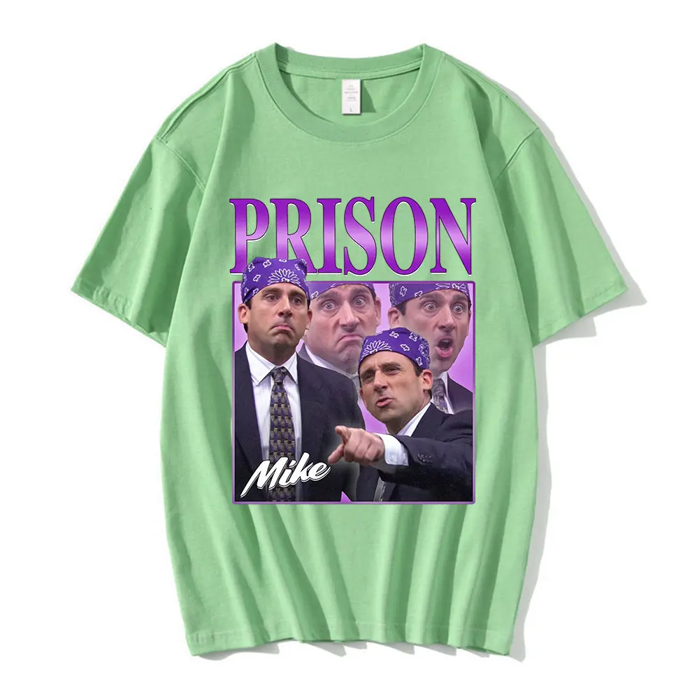 Prison Mike Michael Scott Homage The Office T-shirt Tv Series Dwight Schrute Jim Halpert Short Sleeve T-Shirts Cotton Oversized