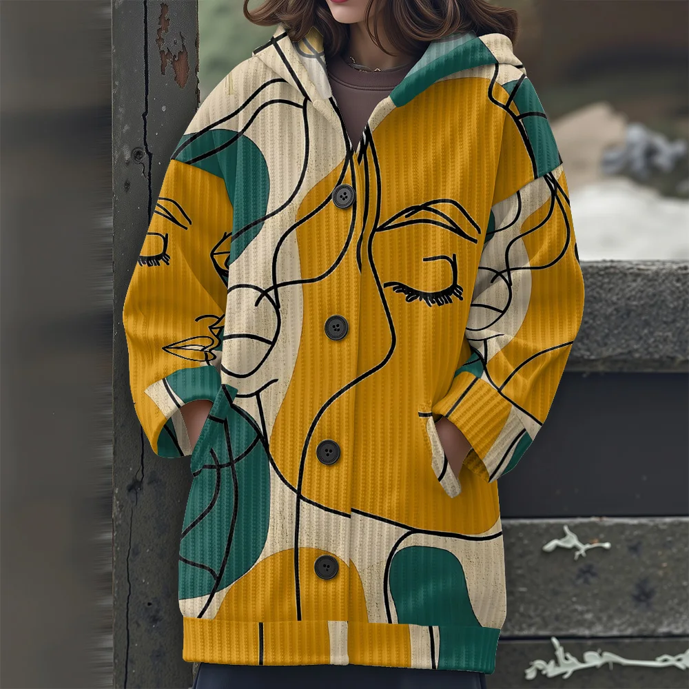 Abstract Geometry Long sweater colored geometry casual women's sweater 2025 New Women's  Long-sleeved sweater #3