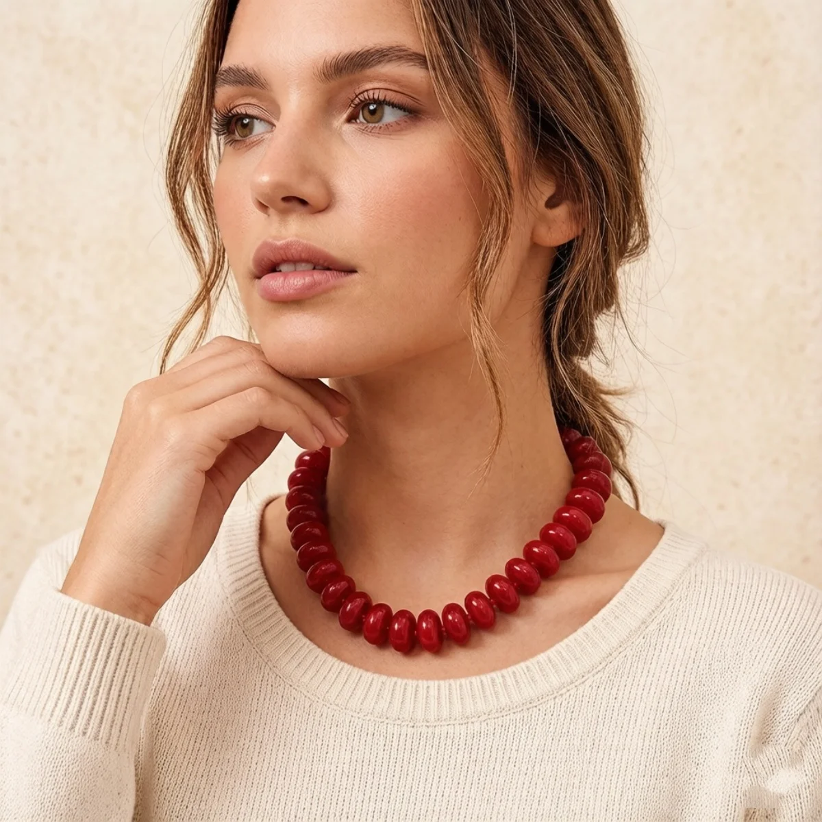 Dopamine Bunte flache, runde Acryl-Perlenkette für Damen und Herren, trendige, einfache geometrische Harzperlen, stapelbarer Choker-Schmuck – Detail 7