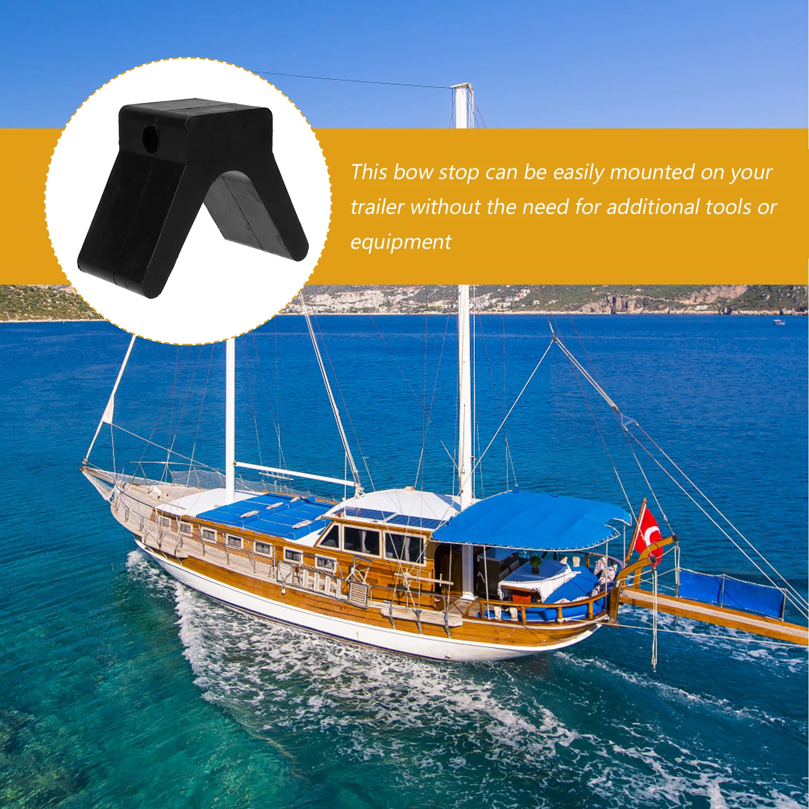 

2pcs Marine Trailer Bow Stop Block Rubber Boat Trailer Fittings Durable for Yachts Kayaks Sailboats Docking Transport