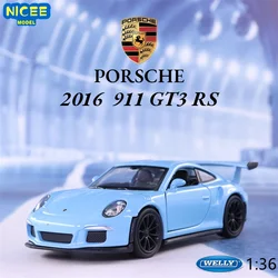 WELLY 1:36 2016 Porsche 911 GT3 RS High Simulation Diecast Car Metal Alloy Model Car Children's toys collection gifts B58