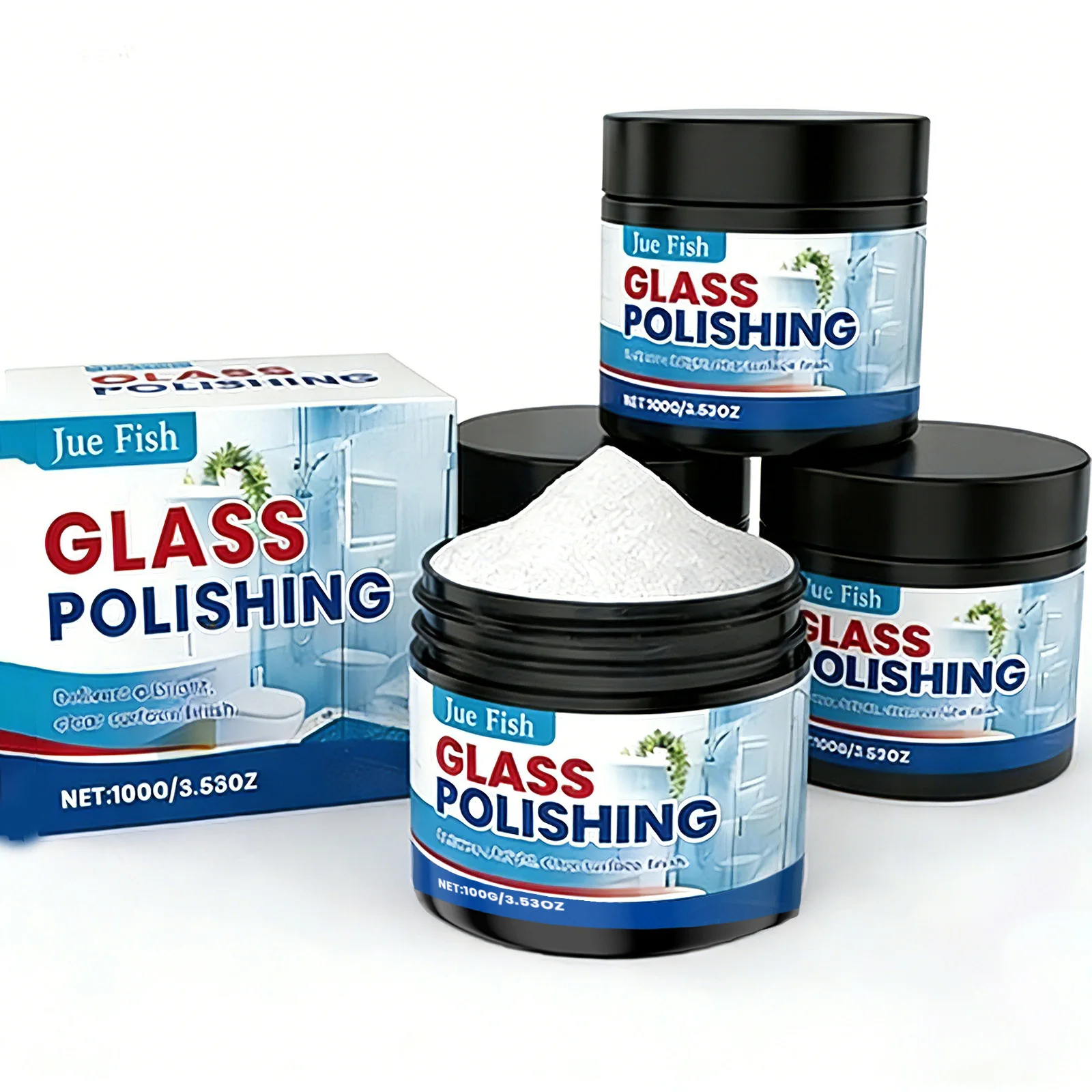 Glass Polishing Powder - Remove Scratches & Stains, Restores Clarity for Car Windows, Mirrors, Household Glass High-Gloss Finish