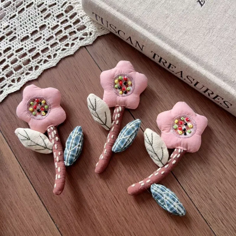 

Handmade Stuffed Cotton Floral Leaf Brooch Pin for Hair Shoes Hat Scarf Bag Decoration Versatile Forest Style High Quality