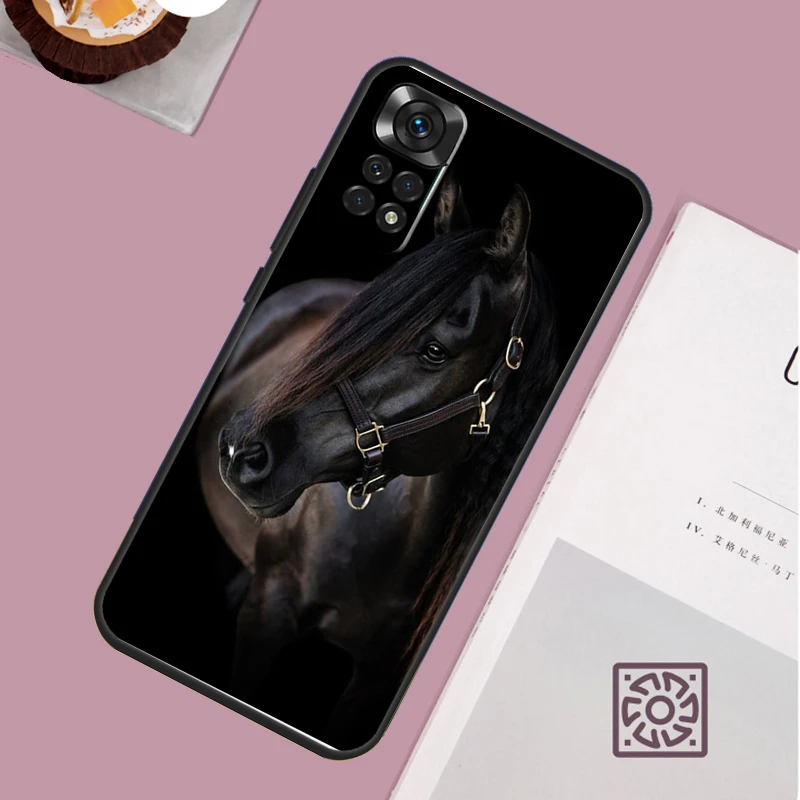 Beautiful Black Horse Phone Case For Xiaomi Redmi Note 13 12 12S 12C 13C 10 10C 9 9C 10S 11S 11 Pro Soft Cover image 4
