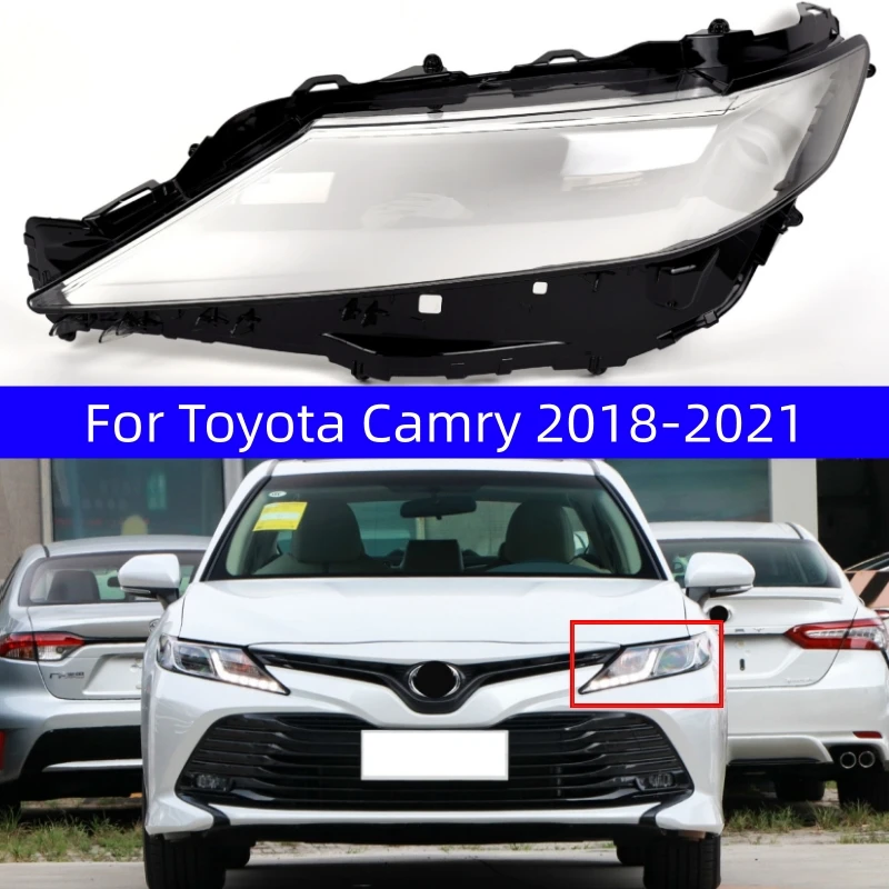 

Для Toyota Camry 2018 2019 2020 2021, автомобильные передние фары, абажуры из плексигласа, прозрачная крышка, автомобильный абажур в виде ракушки