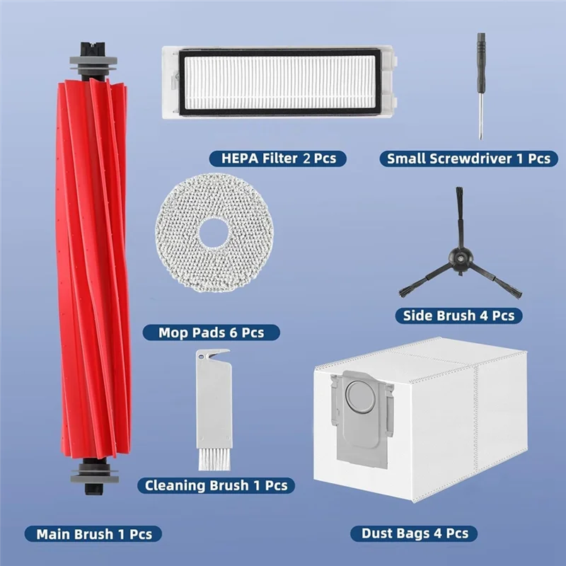 A97G Zubehör Kit für Roborock Qrevo S/Qrevo Pro/Qrevo Maxv Roboter Vakuum Hauptseitenbürste Hepa-Filter Mopp Tuch Staubbeutel