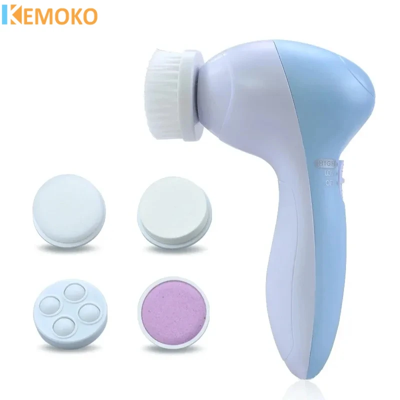 5 in 1 Facial Cleanser Pore Cleanser Face Massager Deep Electric Cleansing Brush Pore Cleaner Blackhead Remover Skin Beauty Care