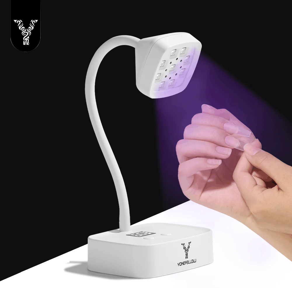 NEW YOKEFELLOW เครื่องอบเล็บ UV LED สำหรับอบเจลทาเล็บและปลายเล็บ แบบชาร์จไร้สาย พร้อมเซ็นเซอร์อัตโนมัติ คอโค้งงอได้