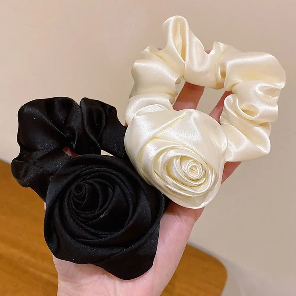 

Band Flower Scrunchies Girl Head Rope French Women Hair Accessories Korean Style Headwear Silk Satin Hair Tie Rose Hair Rope