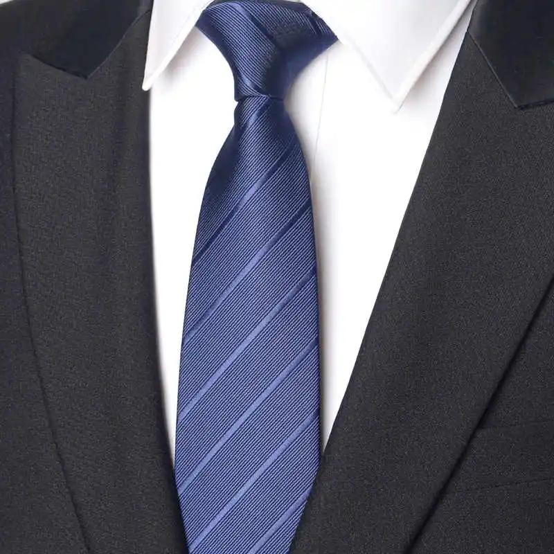 

High Quality Dark Blue Stripes 8cm Men's Tie Fashionable Shirt Accessory Business Banquet Gentleman Hand Tie a Knot Necktie