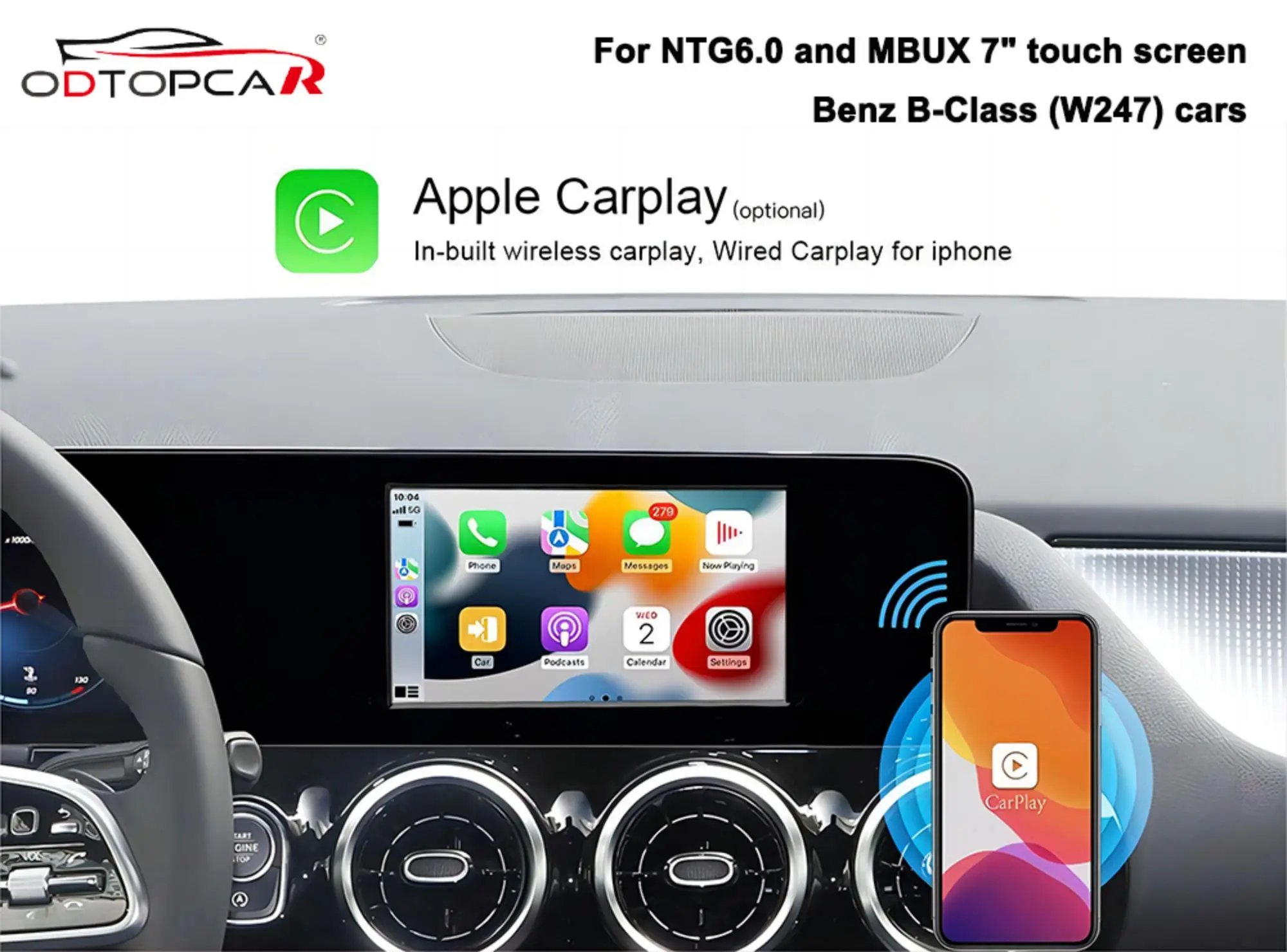 

Wireless Car Play Adapter for Mercedes B-Class W247 Android Auto Upgrade Apple CarPlay Mirroring Android 13 System Car Stereo