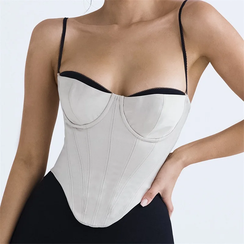 White Black Women's Corset Top Bra Sexy Strap Sleeveless Casual Daily Streetwear Party Outfit