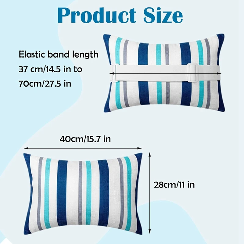 

NEW_2 Pcs Chaise Lounge Head Pillow with Adjustable Elastic Band B