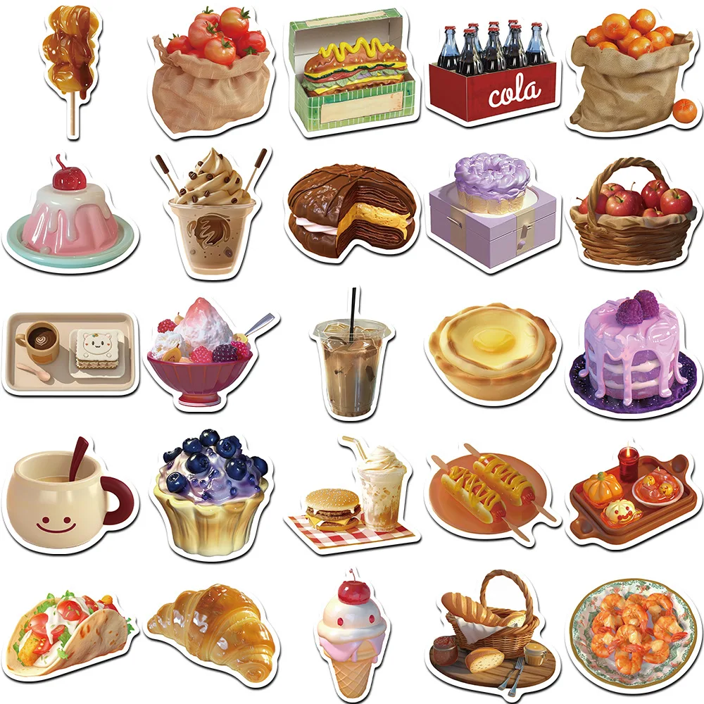 10/30/50pcs Ins Style Kawaii Food graffiti sticker For Suitcase Skateboard Laptop Luggage Phone Styling DIY Decal Pegatina