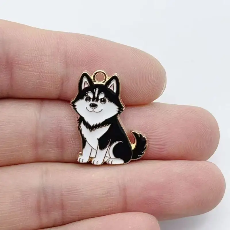 11pcs Cartoon Animal Pet Dog Puppy Footprint DIY Alloy Drip Oil Keychain Necklace Jewelry Pendant Pendant image 4