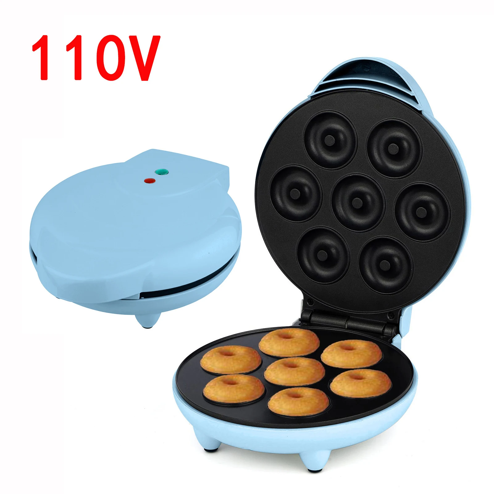 Mini Donut Maker Machine with Reminder Light Breakfast Waffle Baking Machine Household Cake Machine for Coffee Shop DIY Desserts