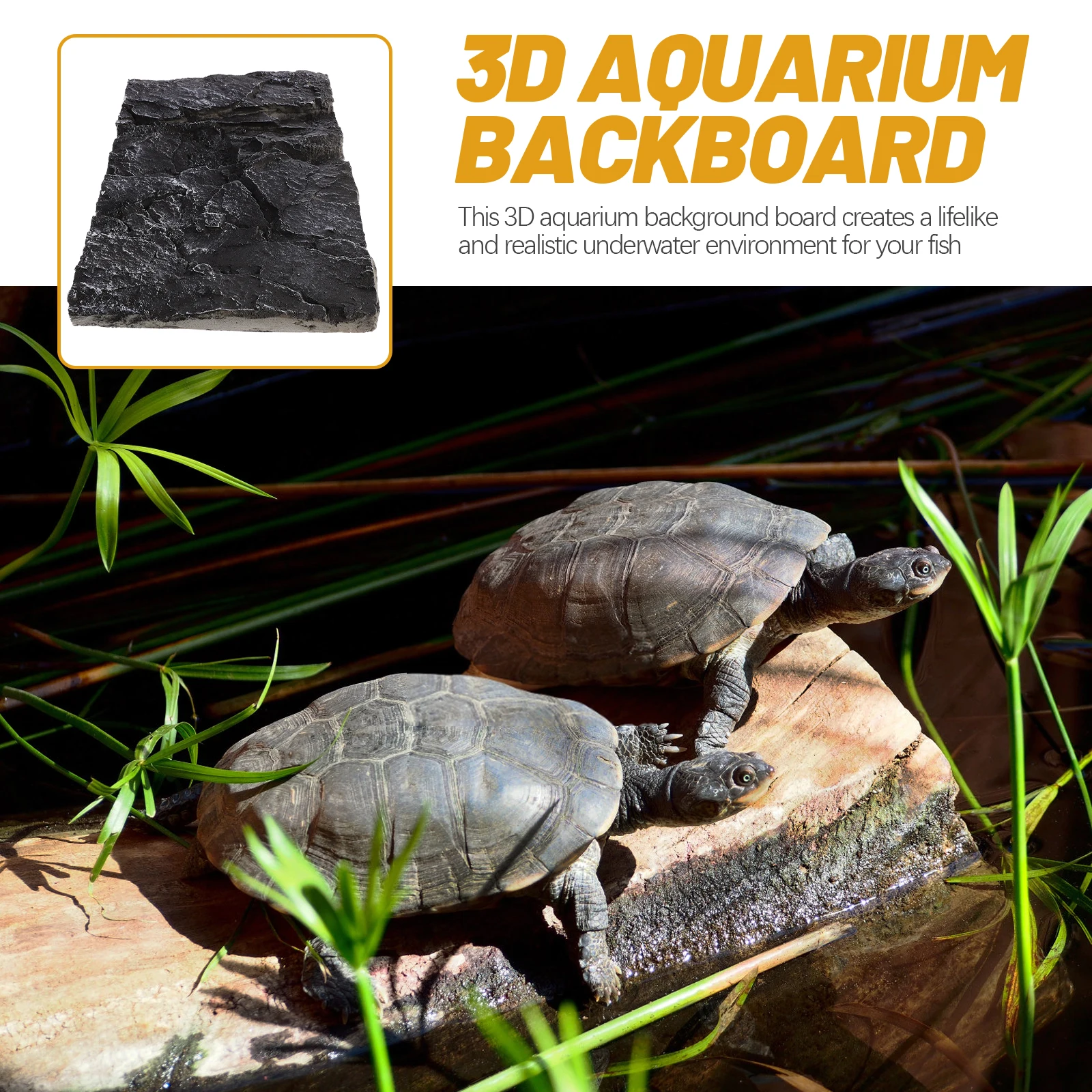 

3D Fish Tank Background Board Artificial Rock Decor for Terrarium Aquarium Reptile Habitat Non-Toxic Reusable Stereo Landscape