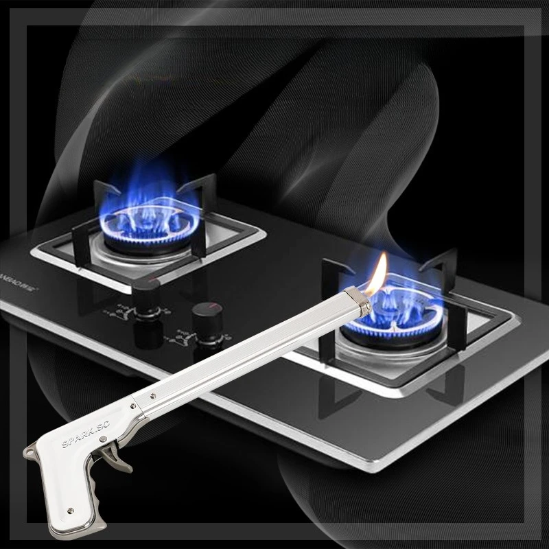 Lighter Extended Handle Ignition Gun Metal Thickened Kitchen Gas Stove Barbecue Igniter Lighter Men Gift （ Lighter not included）