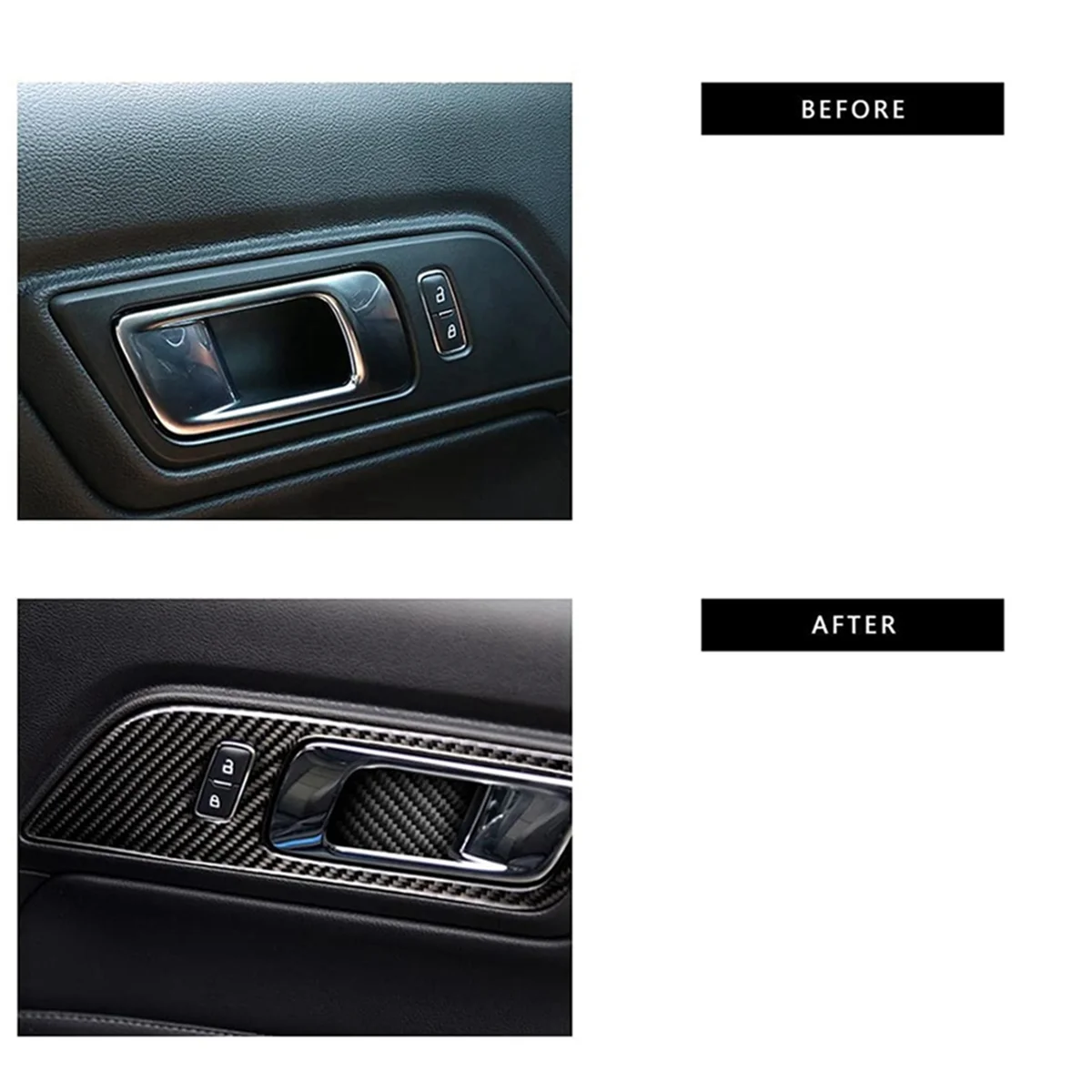 Carbon Fiber Interior Car Door Handle Frame Decoration Stickers Trim Cover for GT 2015-2021 image 3