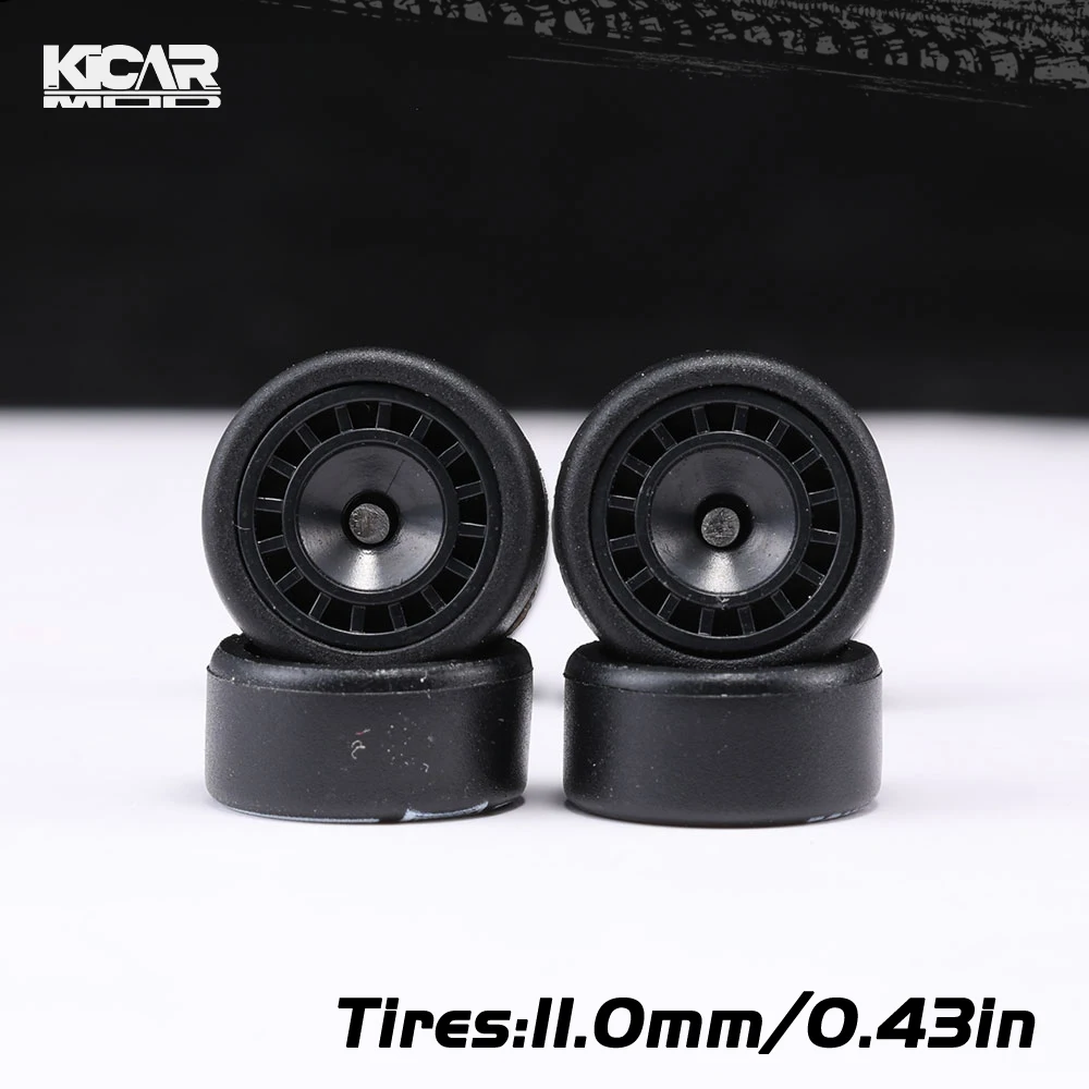 Kicarmod 1/64 Modellauto Abnehmbare Räder mit Gummireifen Umbauteile für Druckguss-Spielzeug Matchbox D:11mm 1 Set – Detail 18