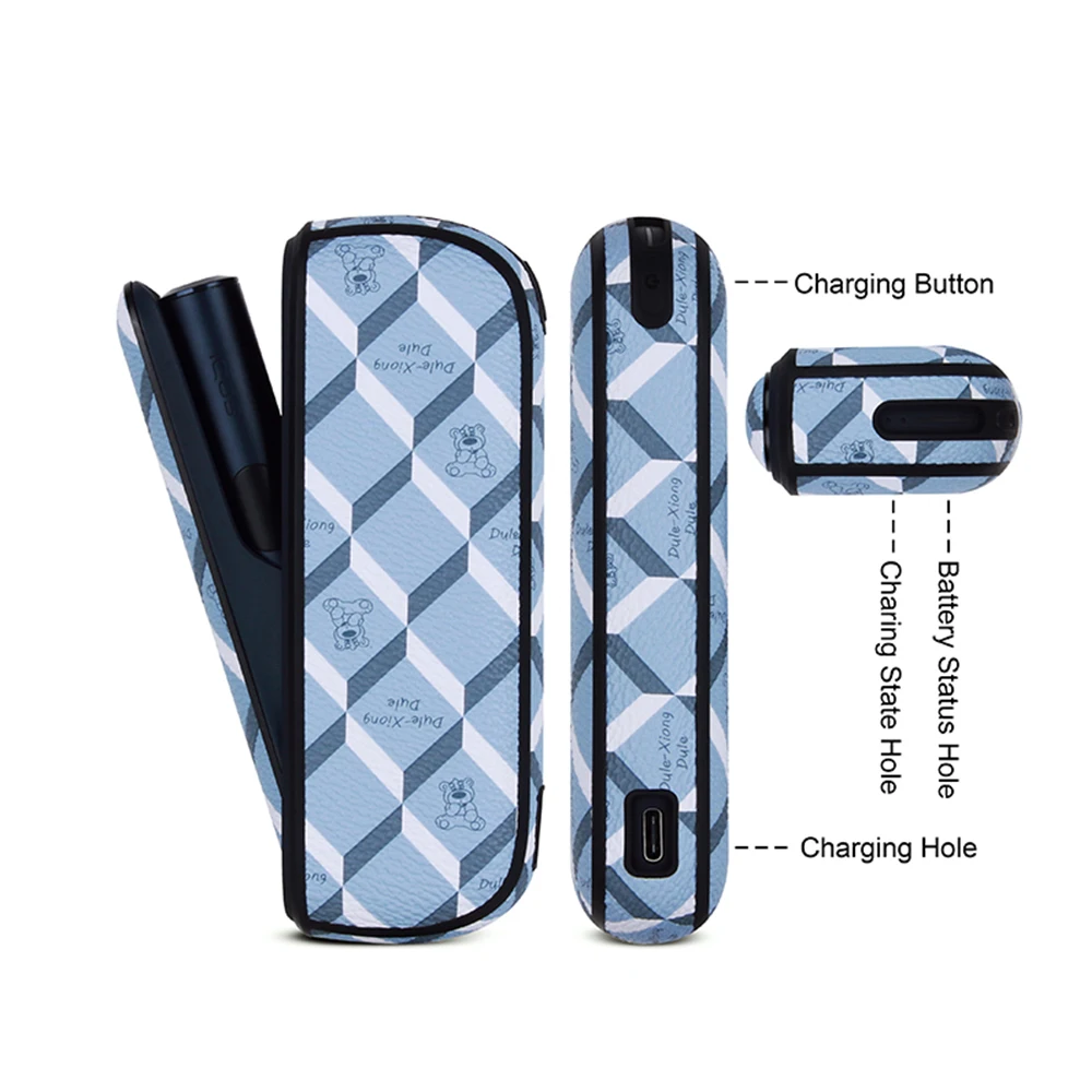 Fashion Geometry Leather Case for IQOS ILLUMA I Elektronik Sigara Door Cover for ICOS ILLUMA I 7TH 8TH Case