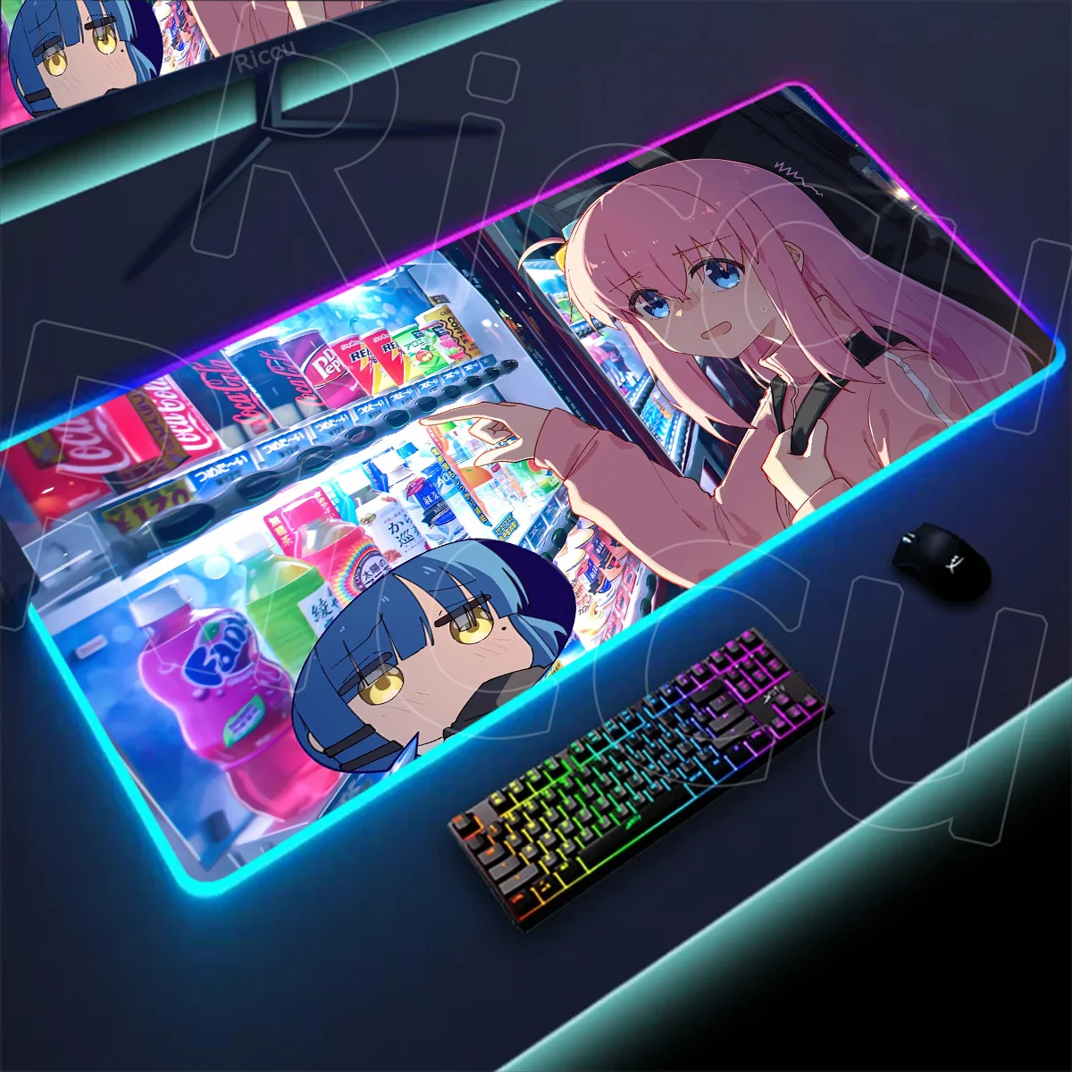 

RGB Mousepad Bocchi The Rock Large Gaming Rubber Mouse Mat Anime HD Print Mouse Pads XXL Gamer Locking Edge Computer Accessories