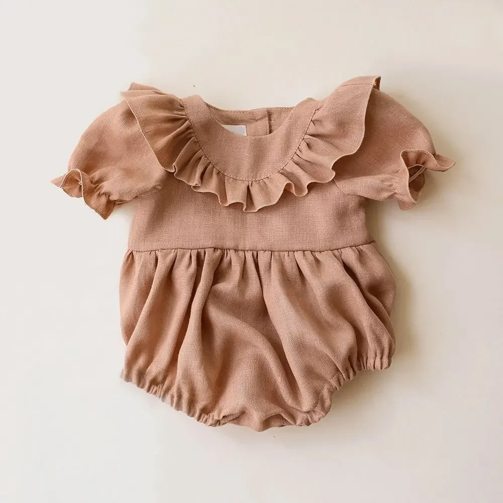 

Summer Baby Girl Playsuit Ruffles Short Sleeve Newborn Baby Girl Clothes Infant Girl Romper