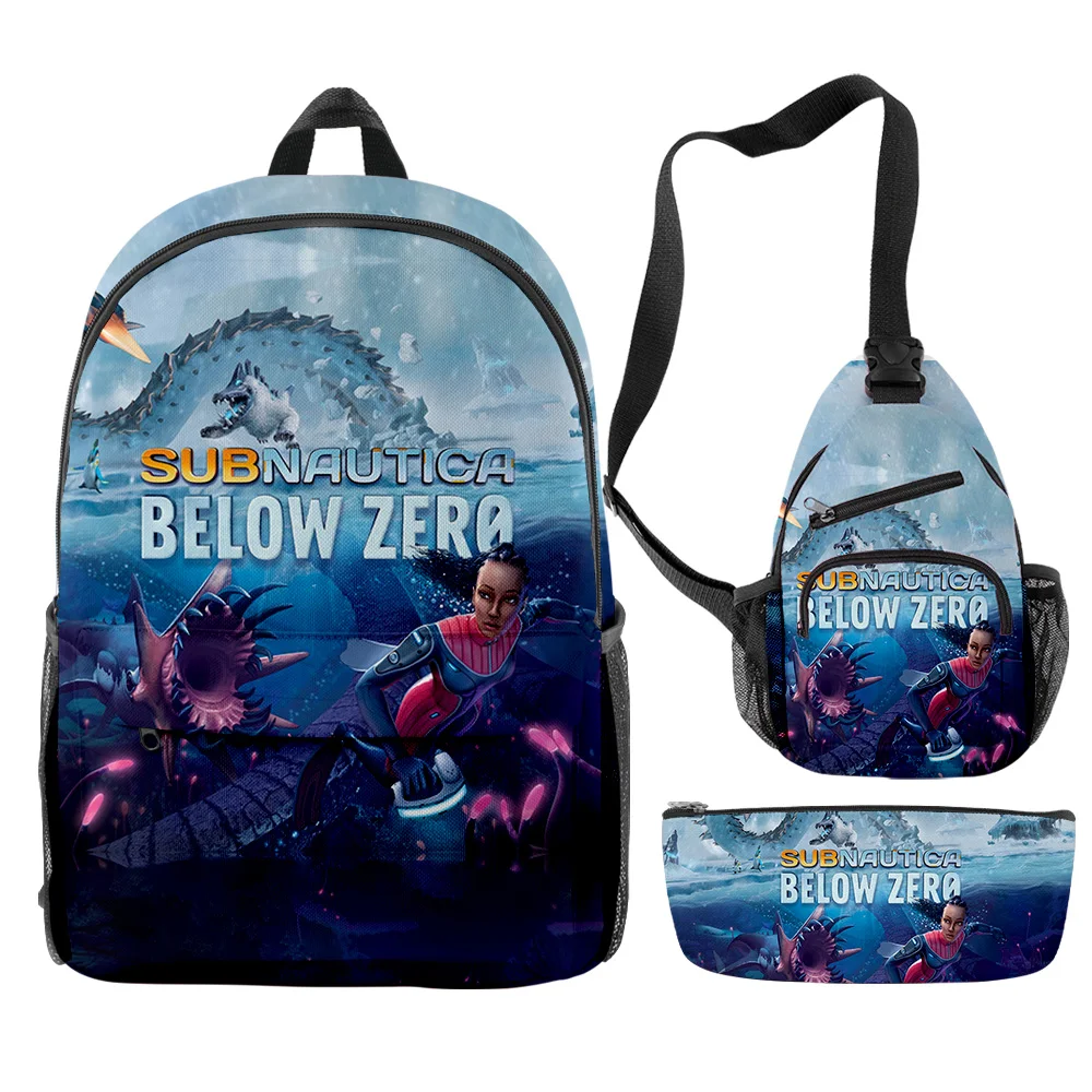 

Hip Hop Popular Funny Subnautica Below Zero 3D Print 3pcs/Set pupil School Bags Travel Laptop Backpack Chest Bag Pencil Case