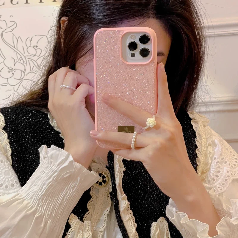 

Luxe Bling Glitter Crystal Flash Diamant Telefoonhoesje Voor Iphone 15 14 Pro Max 13 12 11 Pro Max Mode Schokbestendige Hoes