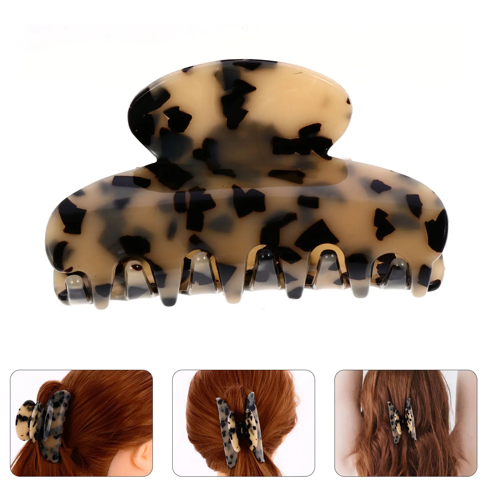 

1Pcs Premium Acrylic Marble Print Jaw Hair Clip Retro Female Toothed Hair Clamp Stylish Lady Claw Clip for Gift Mom Sister
