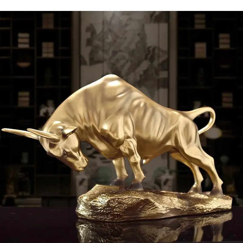 

Lucky Golden Cattle Sculpture Desk Decoration Artwork Ornaments Bull Statue Resin Crafts Room Aesthetics Decor Furnishings