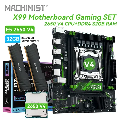 MACHINIST X99 PR9-H juego de placa base para juegos Intel Xeon E5 2650 V4 DDR4 32gb 2133MHz doble canal ECC RAM M.2 NVME para PC de escritorio