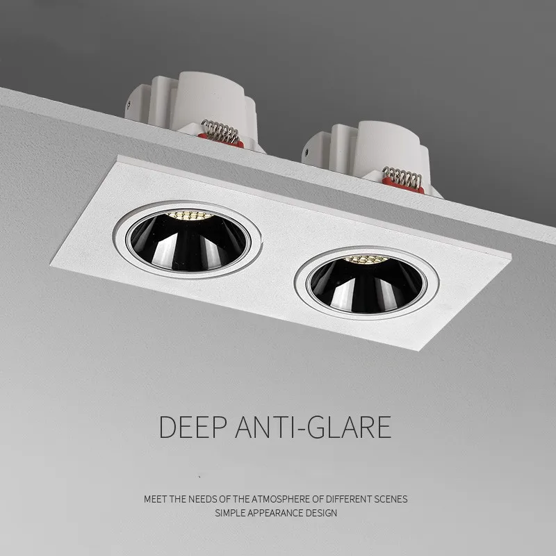 

Светодиодные встраиваемые потолочные светильники с двойной головкой, точечный светильник, светодиодные потолочные светильники с регулируемой яркостью, 220 В, 110 В, потолочные светильники для внутреннего светодиодного освещения
