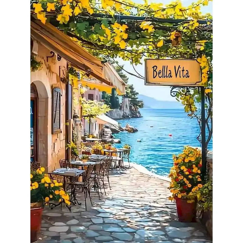Paint By Number Seaside Town Landscape For Adults Wall Art Picture By Numbers Coloring Acrylic Paint On Canvas Home Decoration