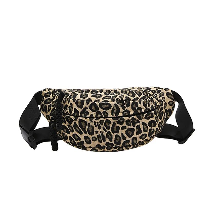 Leopard Print Canvas Waist Bag Fashion Trend Fanny Pack Woman Chest Pack New Female Belt Bag Designer Shoulder Crossbody Bags