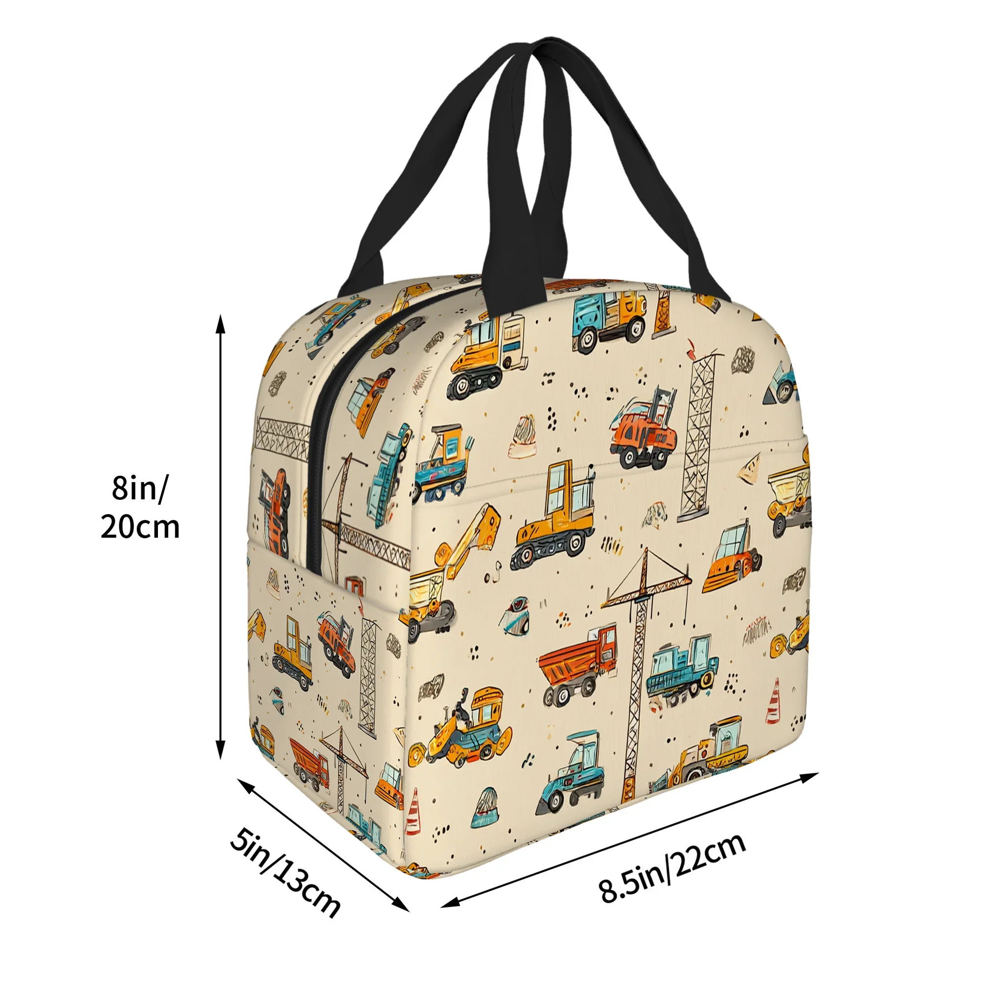 Construction Vehicle Pattern Printed Thermal Bag Insulated Refrigerated Non-Food Contact Portable Reusable Suitable for Home