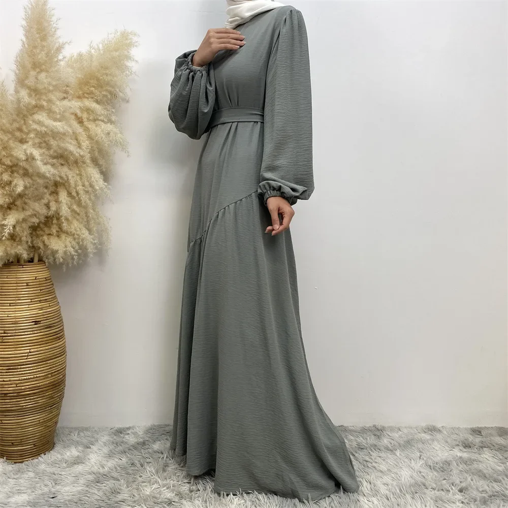 2025 Solido Eid Vestito Delle Donne Abaya Dubai Arabo Musulmano Moda Abiti Lunghi Ramadan Mubarak Hijab Robe Islam Abbigliamento Caftano Abaya