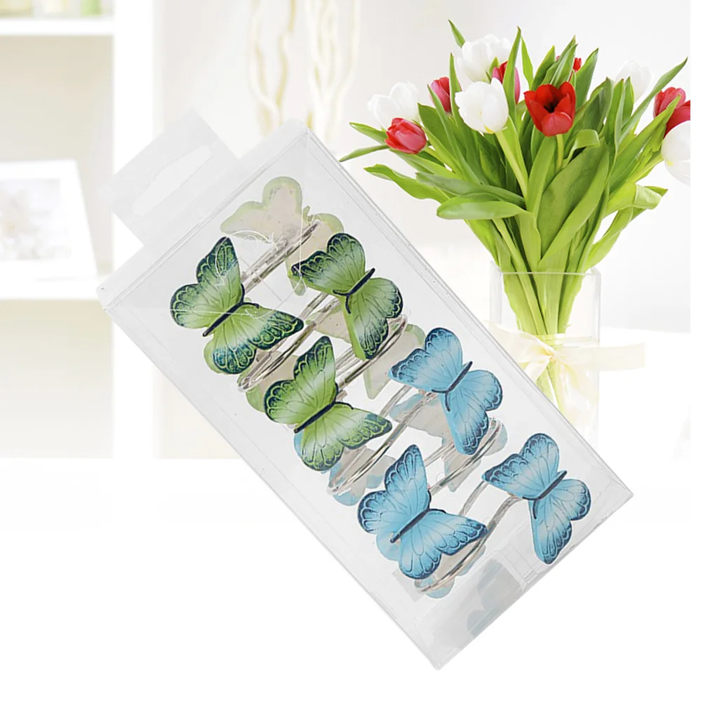

12Pcs Butterfly Resin Shower Curtain Hooks Metal Drapery Hangers for Bathroom Window Decoration Anti-Rust