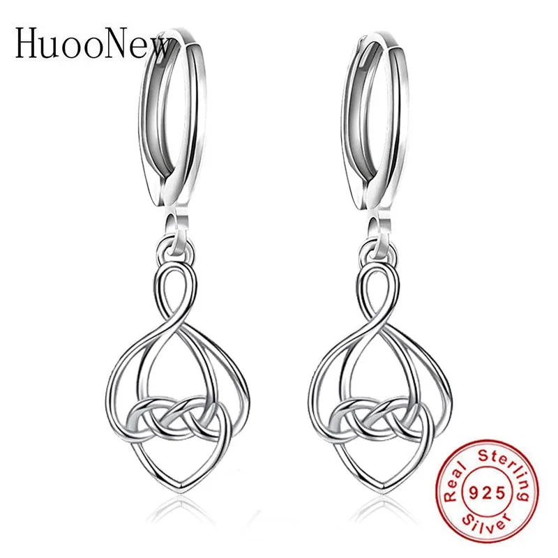 Authentic 925 Sterling Silver Infinity Circle Heart Arc Bead Hoop Earring Ear Piercing Pendientes Boucles Doreilles For Women