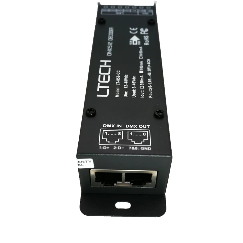 LTECH Led CC DMX Decoder 4 Channel DC 12V-48V 4CH 350mA 700mA 1050mA Output DMX512 Constant Current  Slave RJ45 Port